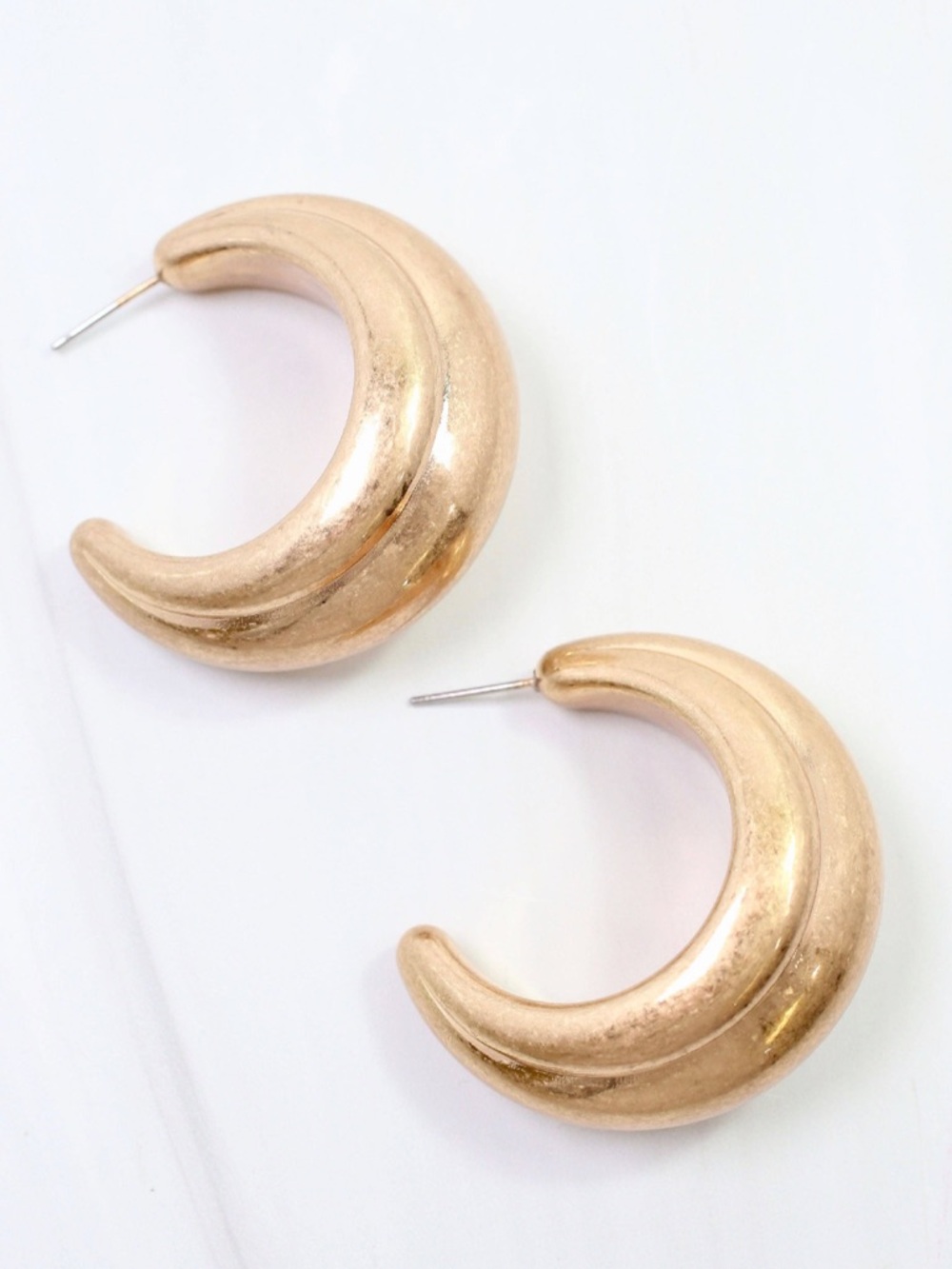 Caroline Hill Worn Gold Gastonia Thick Hoop Earring
